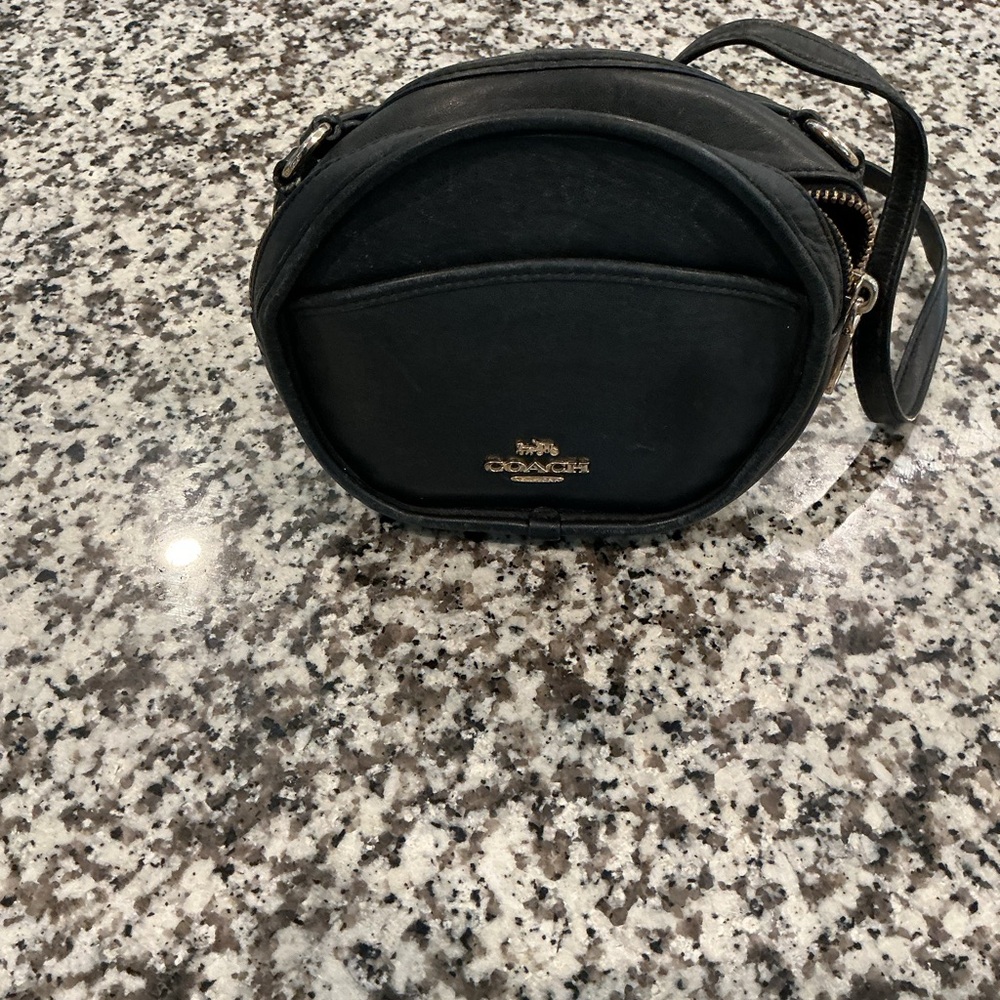 Coach Black Leather Round Bag